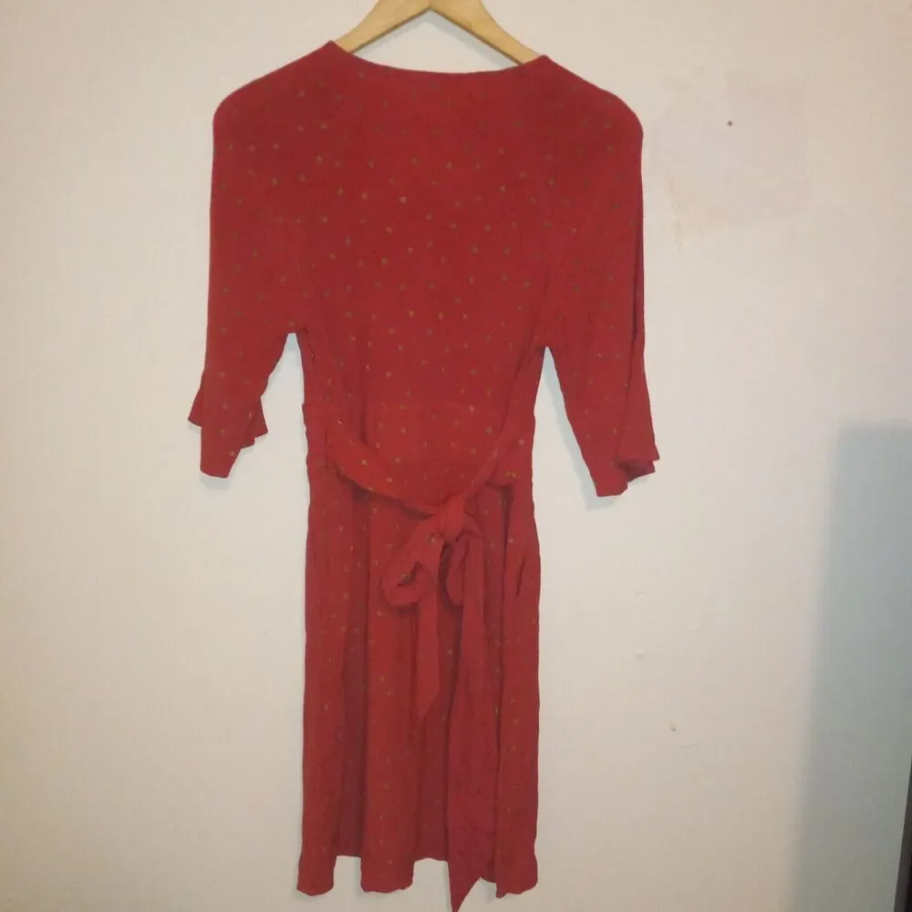 Boden Size 2 Dominique Polka Dot Belted Dress-Pockets-3/4 Raglan Sleeve - Picture 6 of 10